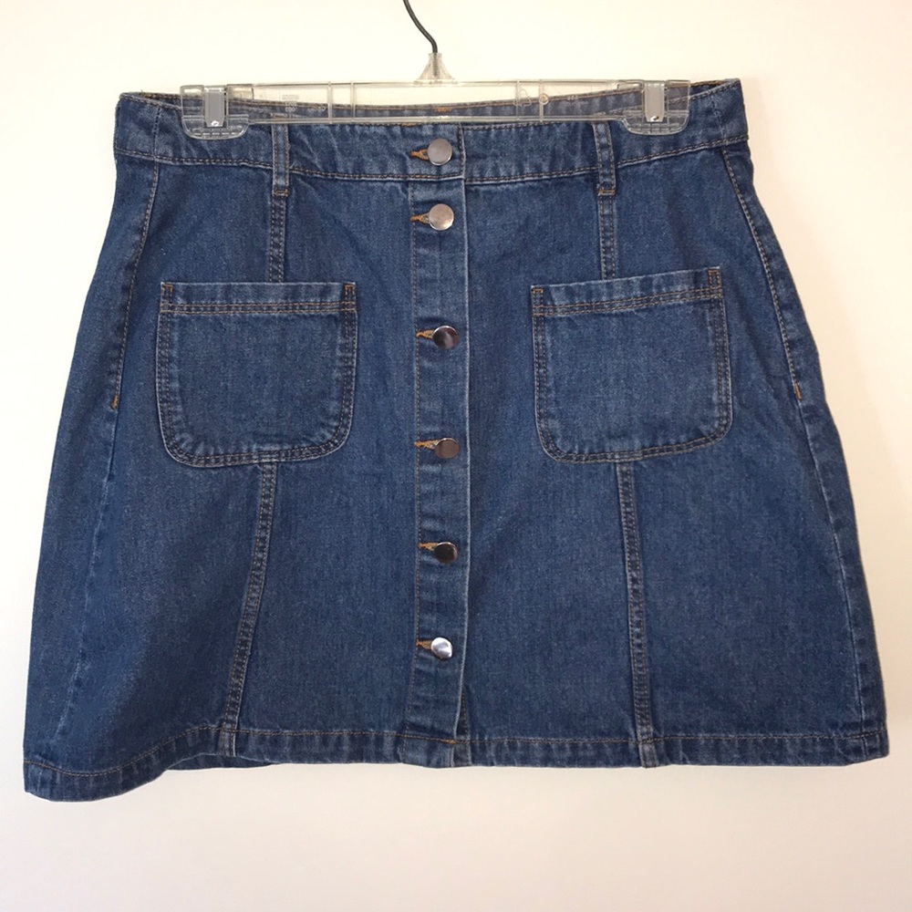 Denim Button-Up Mini Skirt